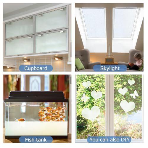 HIDBEA Frosted Window Privacy Film - Non Adhesive Static Cling Glass Stickers Sun UV Blocking Heat Control Door Covering Decals for Home Office 23.6 x 78.7 Inch