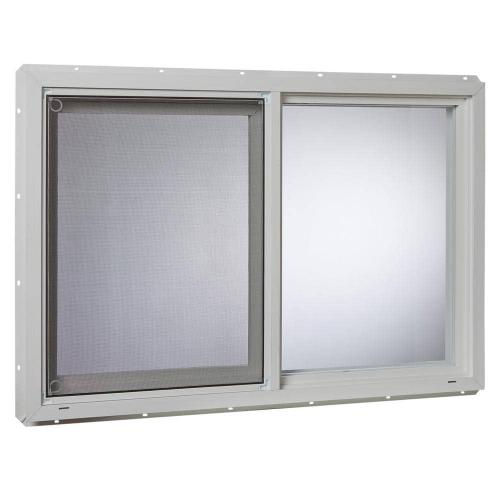 35.5 in. x 23.5 in. Utility Left-Hand Single Slider Vinyl Window Single Glass and Screen - White