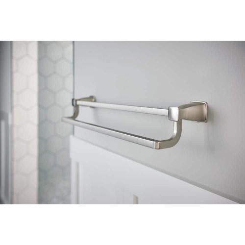 Brushed Nickel Hensley 24 in. Double Towel Bar with Press and Mark in Brushed Nickel