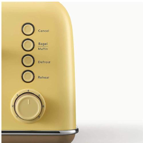 4-Slice Mellow Yellow Extra-Wide Slot Toaster with Removal Crumb Tray and 7-Shade Settings