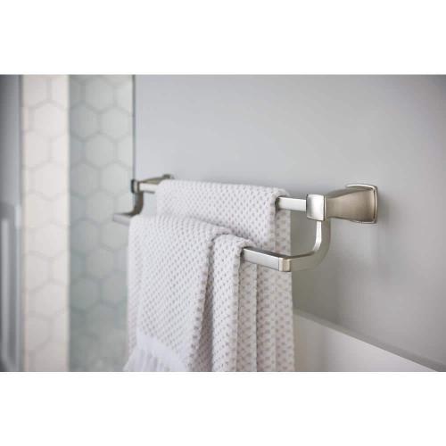 Brushed Nickel Hensley 24 in. Double Towel Bar with Press and Mark in Brushed Nickel