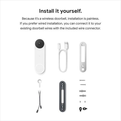 Google Nest Doorbell (Battery) - Smart Wi-Fi Video Doorbell Camera - Snow
