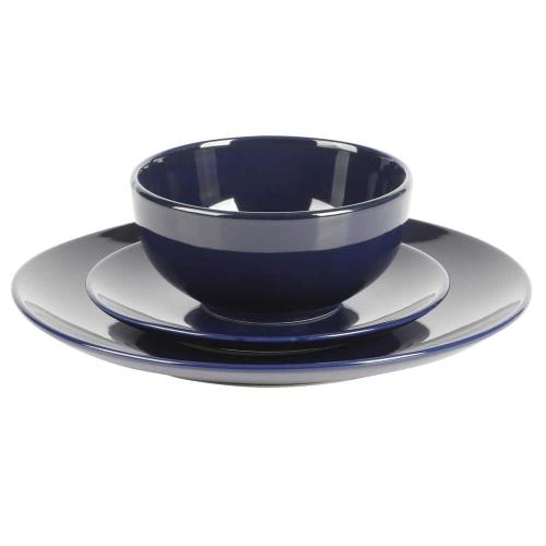 Gibson Simply Essential Coupe 12-Piece Blue Round Stoneware Dinnerware Set