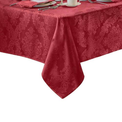 60 in. W x 84 in. L Oblong Red Barcelona Damask Fabric Tablecloth