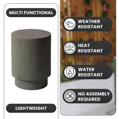 Modern Round Side Table Assembled Fiberstone Accent Table for Indoor and Outdoor Eden Series  (See the picture for the color)