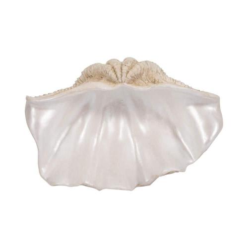 Ivory 16 in. x 11 in. Resin Coastal Pearlized Clam Shell Decorative Bowl