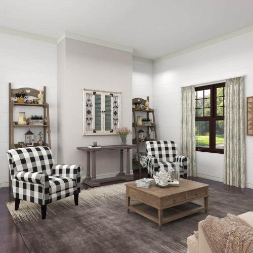 40 in. x 40 in. Wood Beige Window Shutter Scroll Wall Decor with Metal Scrollwork Relief