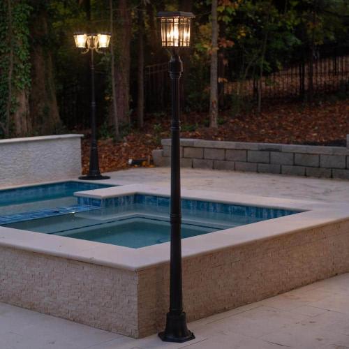Prairie Bulb Single Black Integrated LED Outdoor Solar Post Light with 3-Mounting Options Fitter, Pier and Wall Mounts