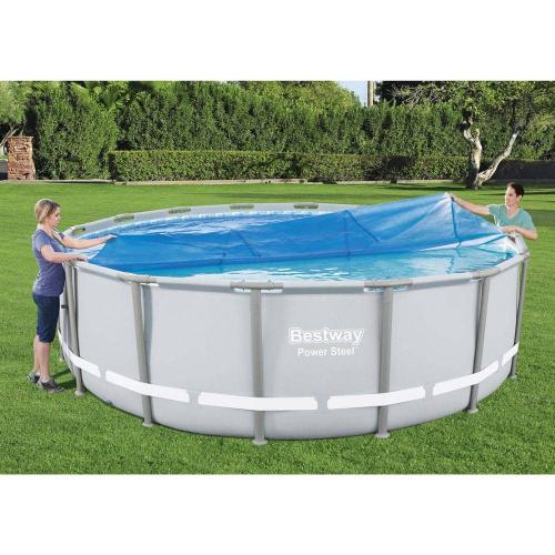 Flowclear 15 ft. x 15 ft. Round Blue Plastic Above Ground Solar Pool Cover