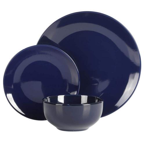 Gibson Simply Essential Coupe 12-Piece Blue Round Stoneware Dinnerware Set
