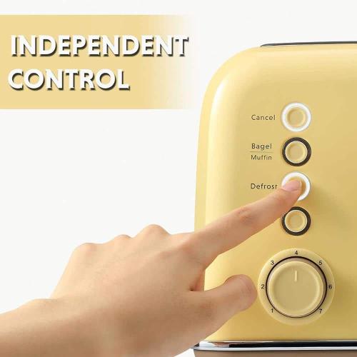 4-Slice Mellow Yellow Extra-Wide Slot Toaster with Removal Crumb Tray and 7-Shade Settings