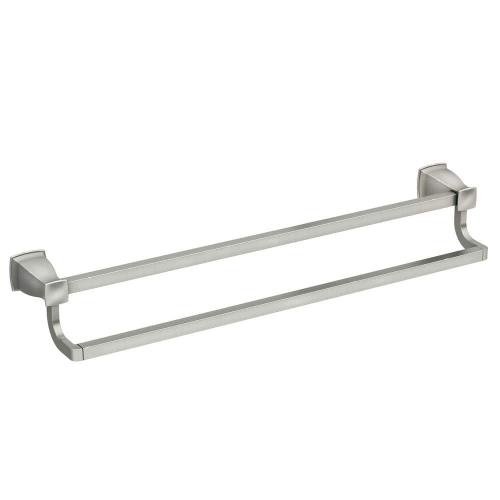Brushed Nickel Hensley 24 in. Double Towel Bar with Press and Mark in Brushed Nickel