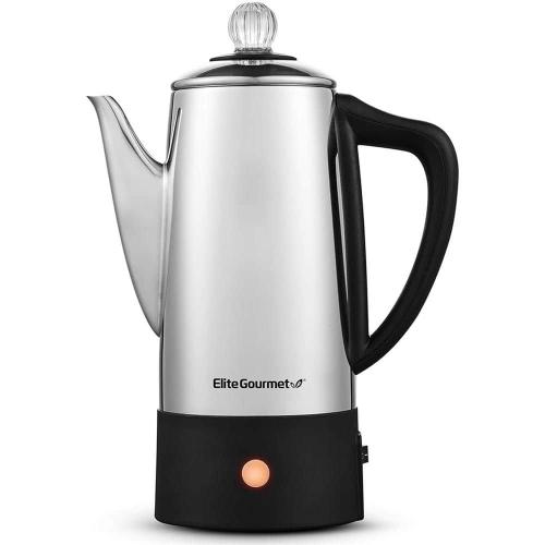 Elite Gourmet EC140 6-Cup Stainless Steel Brewing Coffee Percolator - Silver