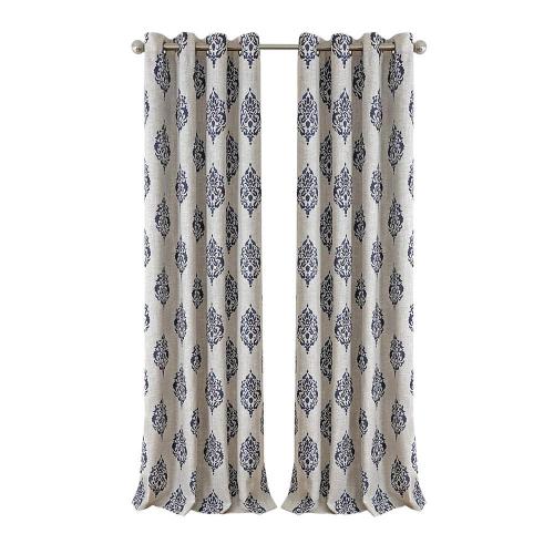 Navy Medallion Blackout Curtain - 52 in. W x 95 in. L