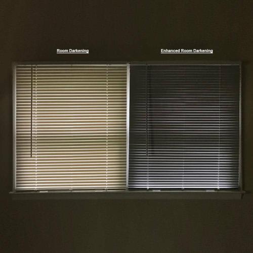 Unbranded White Cordless Room Darkening Vinyl Mini Blinds with 1 in. Slats-39 in. W x 72 in. L (Actual Size 38.5 in. W x 72 in. L)