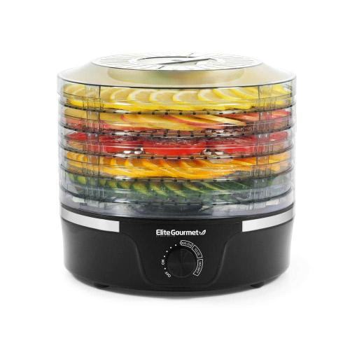 Gourmet 5-Tier Black Food Dehydrator with Adjustable Temperature Dial
