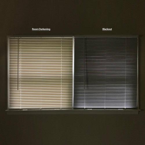 White Cordless Room Darkening Vinyl Mini Blinds with 1 in. Slats-31 in. W x 48 in. L (Actual Size 30.5 in. W x 48 in. L)