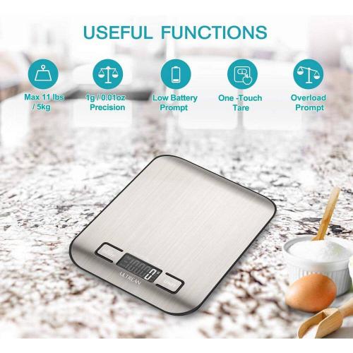 11 lb Capacity Digital Food Scale with Tare Function (Batteries Included)