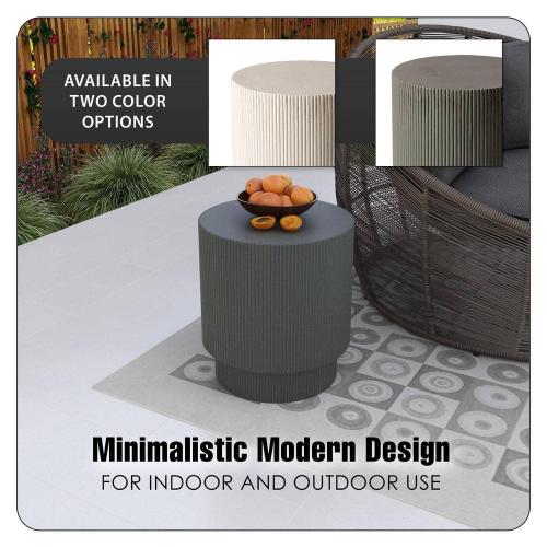 Modern Round Side Table Assembled Fiberstone Accent Table for Indoor and Outdoor Eden Series  (See the picture for the color)