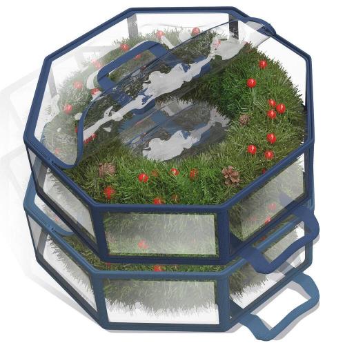 36 in. Blue PVC Wreath Storage Container-2-Pack
