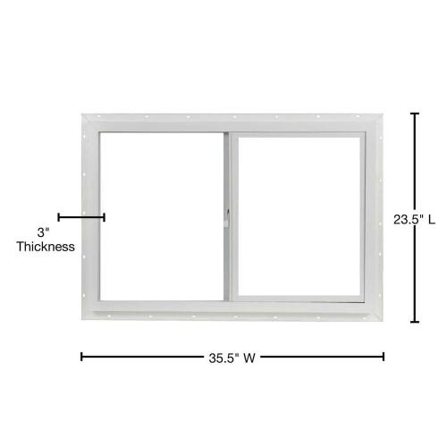 35.5 in. x 23.5 in. Utility Left-Hand Single Slider Vinyl Window Single Glass and Screen - White