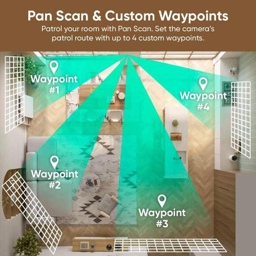 Pan Cam Duo, Dual Cam Indoor/Outdoor, Plug-in 2K Security Camera with Pan/Tilt/Zoom, Color Night Vision, and Spotlight