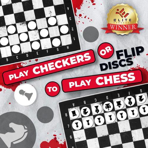 3-in-1 Giant Checkers, Chess, & Chess Tac Toe Game With Mat (4ft x 4ft) - Machine-Washable Canvas & 5 Big Foam Discs