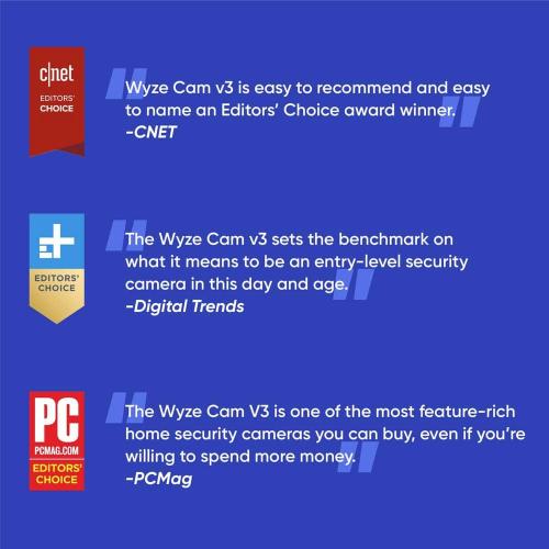 Wyze Cam v3 Wired Cameras 1080p HD Indoor/Outdoor Smart Home Security Camera with Color Night Vision and 2-Way Audio