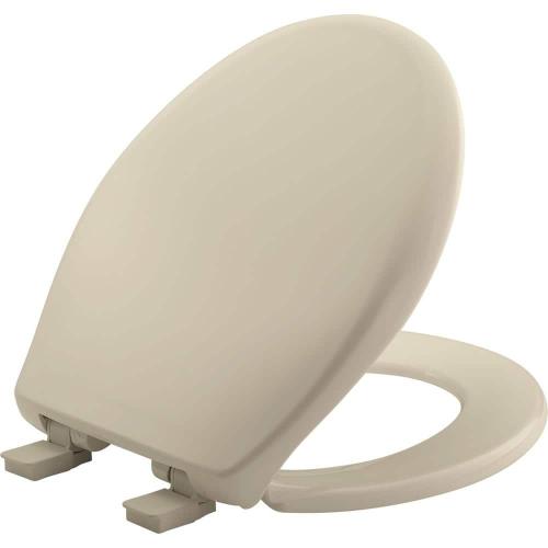 Affinity Round Soft Close Plastic Closed Front Toilet Seat in Bone Never Loosens and Removes for Easy Cleaning