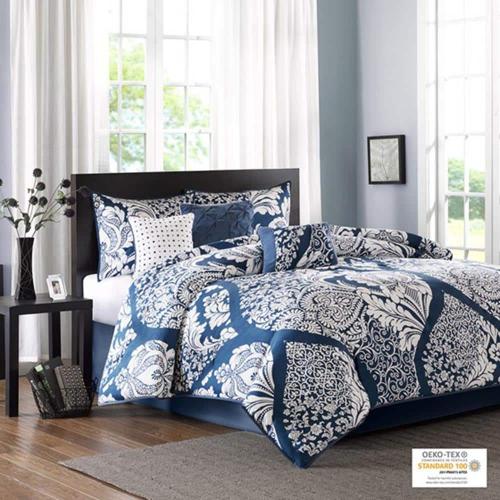 Marcella 7-Piece Indigo Cotton King Comforter Set