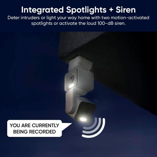 Pan Cam Duo, Dual Cam Indoor/Outdoor, Plug-in 2K Security Camera with Pan/Tilt/Zoom, Color Night Vision, and Spotlight