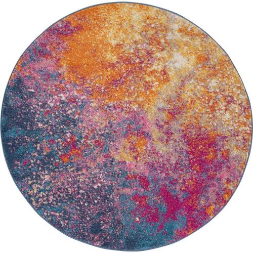 Passion Sunburst 5 ft. x 5 ft. Persian Vintage Round Area Rug