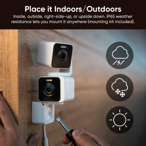 Pan Cam Duo, Dual Cam Indoor/Outdoor, Plug-in 2K Security Camera with Pan/Tilt/Zoom, Color Night Vision, and Spotlight