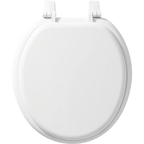 Round Closed Front Enameled Wood Toilet Seat in White