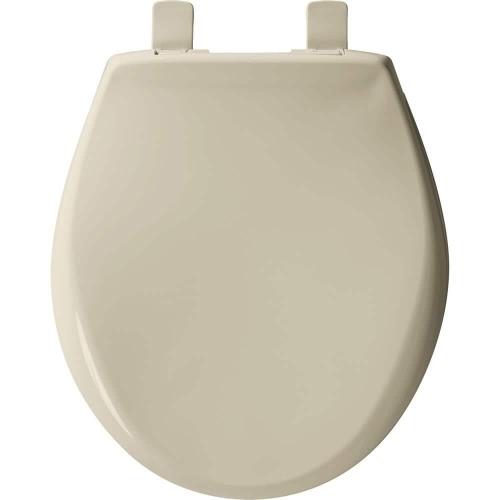 Affinity Round Soft Close Plastic Closed Front Toilet Seat in Bone Never Loosens and Removes for Easy Cleaning