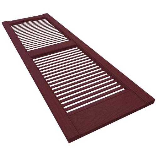 14.5 in. x 43 in. Louvered Vinyl Exterior Shutters Pair in Wineberry