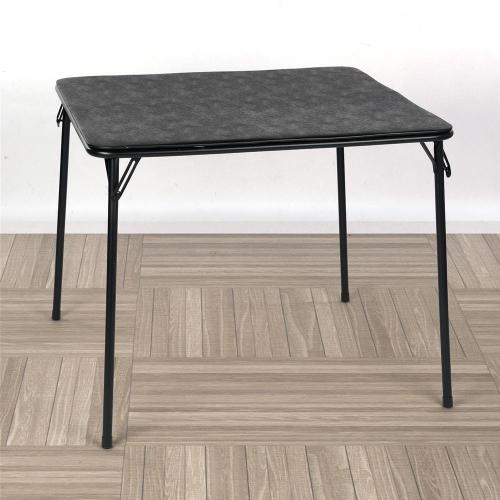 FERN Modern Square Black Plastic Tabletop Folding Table 33.5 in. 4 Legs Dining Table, No Assembly, Seats 4