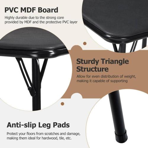 FERN Modern Square Black Plastic Tabletop Folding Table 33.5 in. 4 Legs Dining Table, No Assembly, Seats 4