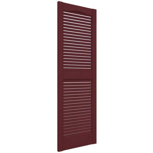 14.5 in. x 43 in. Louvered Vinyl Exterior Shutters Pair in Wineberry