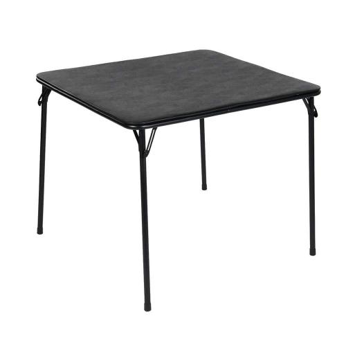FERN Modern Square Black Plastic Tabletop Folding Table 33.5 in. 4 Legs Dining Table, No Assembly, Seats 4