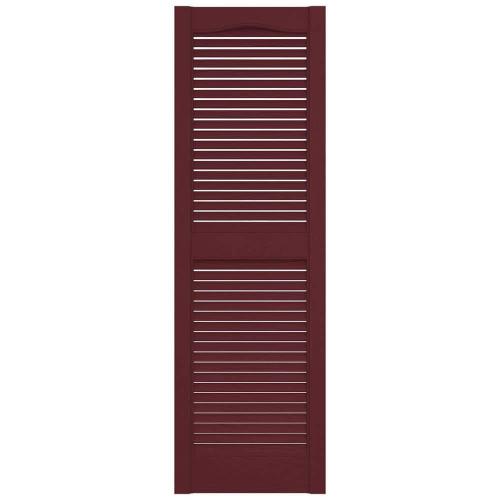 14.5 in. x 43 in. Louvered Vinyl Exterior Shutters Pair in Wineberry