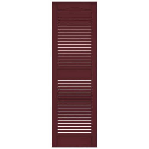 14.5 in. x 43 in. Louvered Vinyl Exterior Shutters Pair in Wineberry