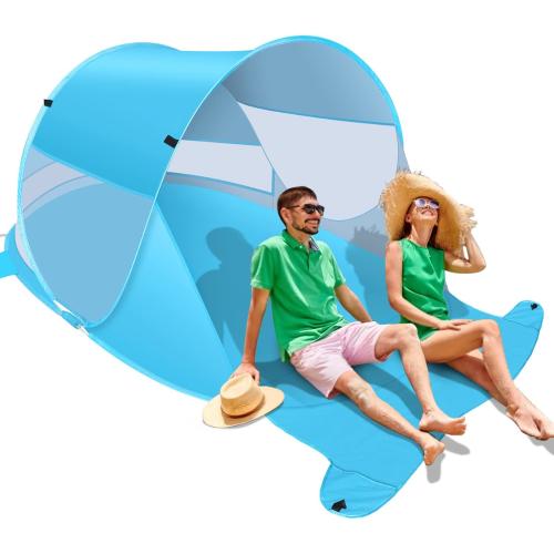 Large Automatic Instant Pop Up Beach Tent UPF 50+ Portable Sun Shelter Anti UV Beach Umbrella Baby Tent with Carrying Bag Fit for 2 Person