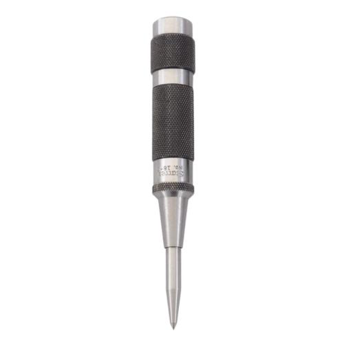 Starrett Steel Automatic Center Punch with Adjustable Stroke - 5-1/4 (130mm) Length 11/16 (17mm) Punch Diameter Lightweight Knurled Steel Handle - 18C
