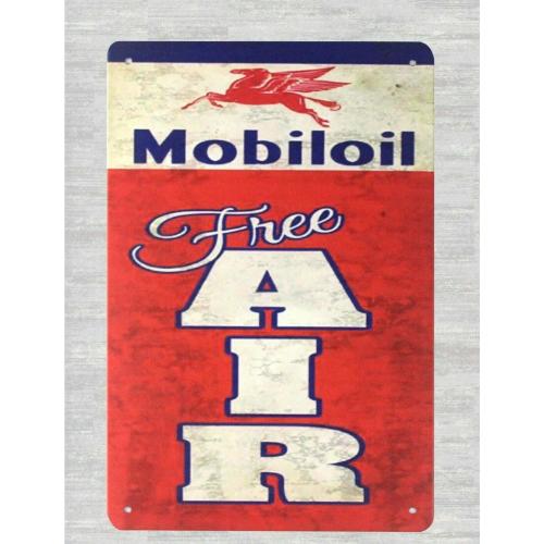 Vintage Metal Tin Sign 8 x 12 - Mobiloil Free air Mobil Pegasus Gas tin Metal Sign Wire Art Wall Decor