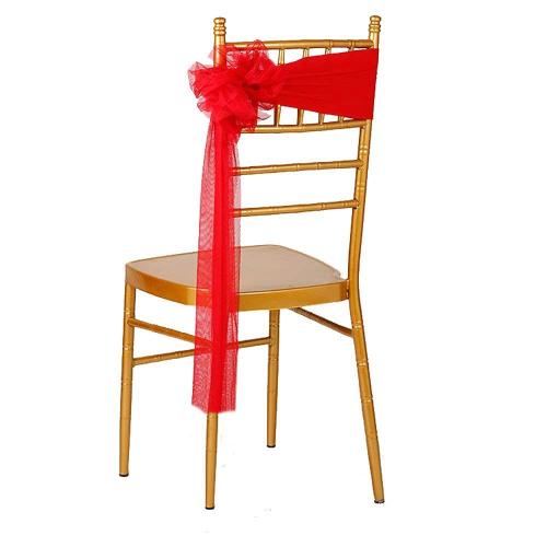 iEventStar 10pcs Spandex Stretch Ready to Use Chair Sashes Bows for Beach Wedding Party Decoration (Red)
