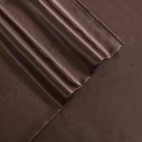 Solid Satin 4-Piece Espresso Brown Satin King Sheet Set