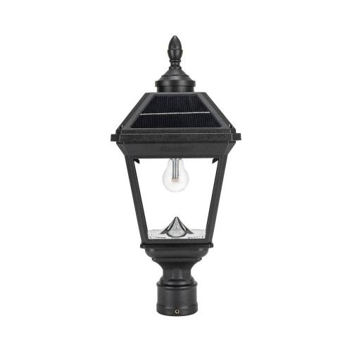 Imperial II Bulb 1-Light Black Outdoor Waterproof Solar Warm White LED Post Light with 3 in. Fitter for Landscape