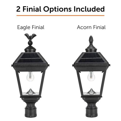 Imperial II Bulb 1-Light Black Outdoor Waterproof Solar Warm White LED Post Light with 3 in. Fitter for Landscape
