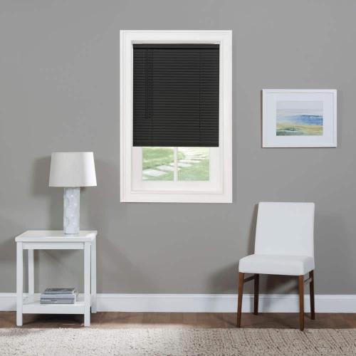 ACHIM GII Morningstar Black Cordless Light Filtering Vinyl Mini Blind with 1 in. Slats 34 in. W x 64 in. L